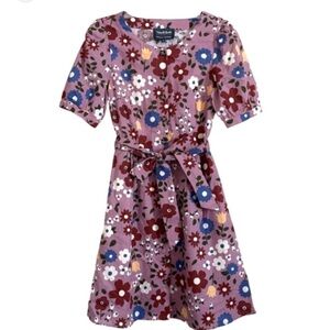 MODCLOTH x PRINCESS HIGHWAY Mauve Floral A-Line Button Down Dress with belt NWT